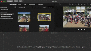 Screencast showing clicking and dragging of clips in iMovie